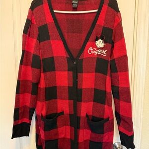 Torrid Buffalo Plaid Red Black Knit Cardigan